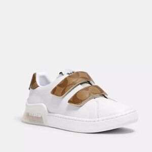 Coach Citysole Court Two Strap Sneaker in Chalk and Khaki